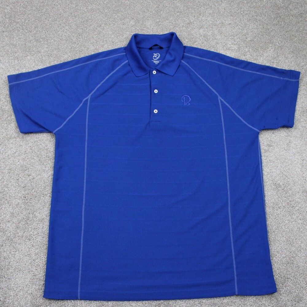 Zero Restriction Polo‎ Shirt Mens 2XL XXL Blue 100% Polyester Short Sleeve Golf